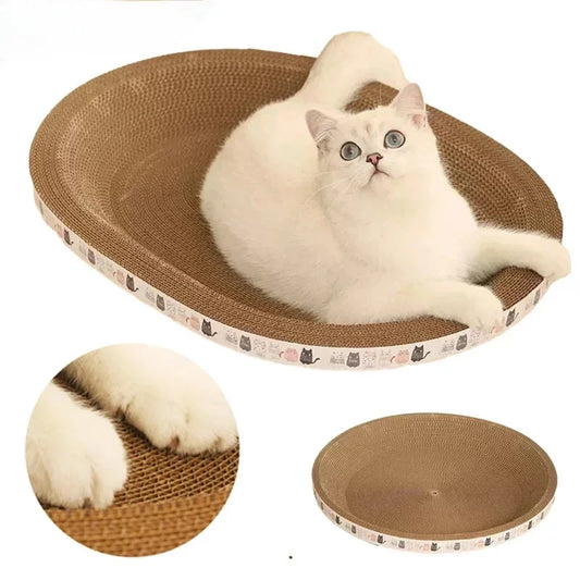 Corrugated Cat Scratching Post with Catnip – Scratch-Resistant Cat Bed & Furniture Protector