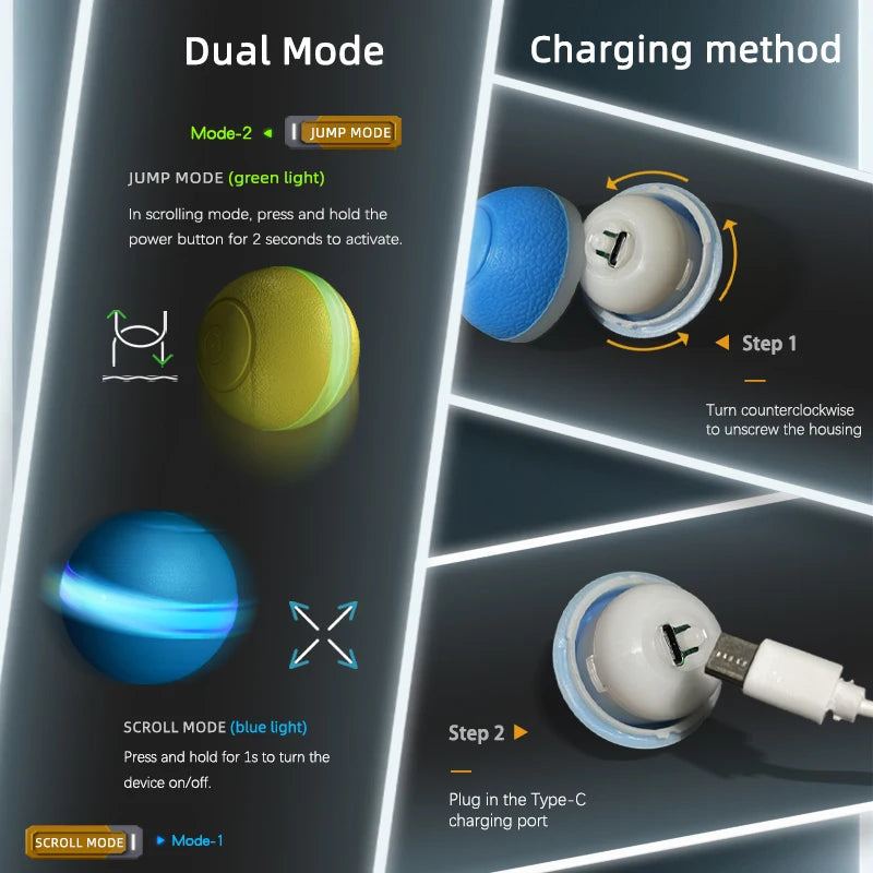 Interactive Smart Ball Toy – Automatic, USB Rechargeable Fun for Cats & Dogs