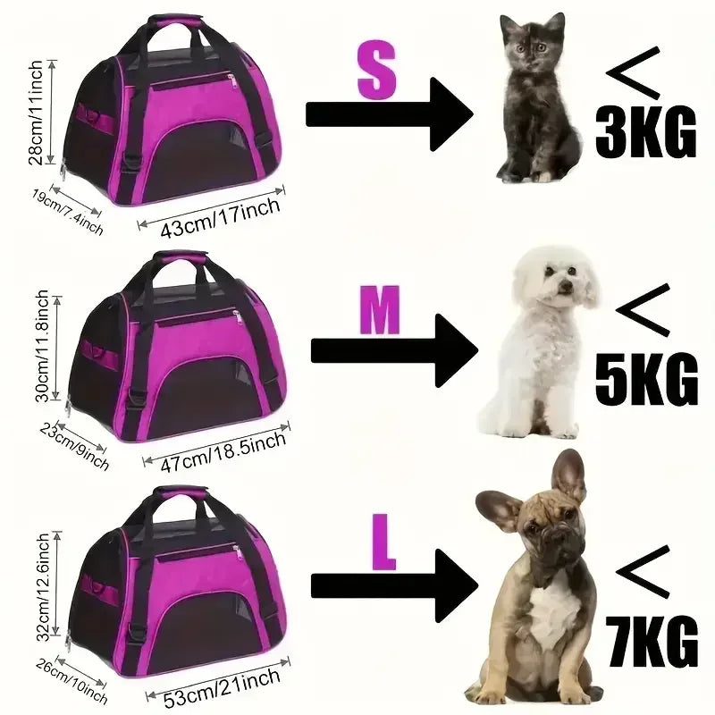 Portable Mesh Pet Carrier Bag – Comfortable Travel for Cats & Small Dogs