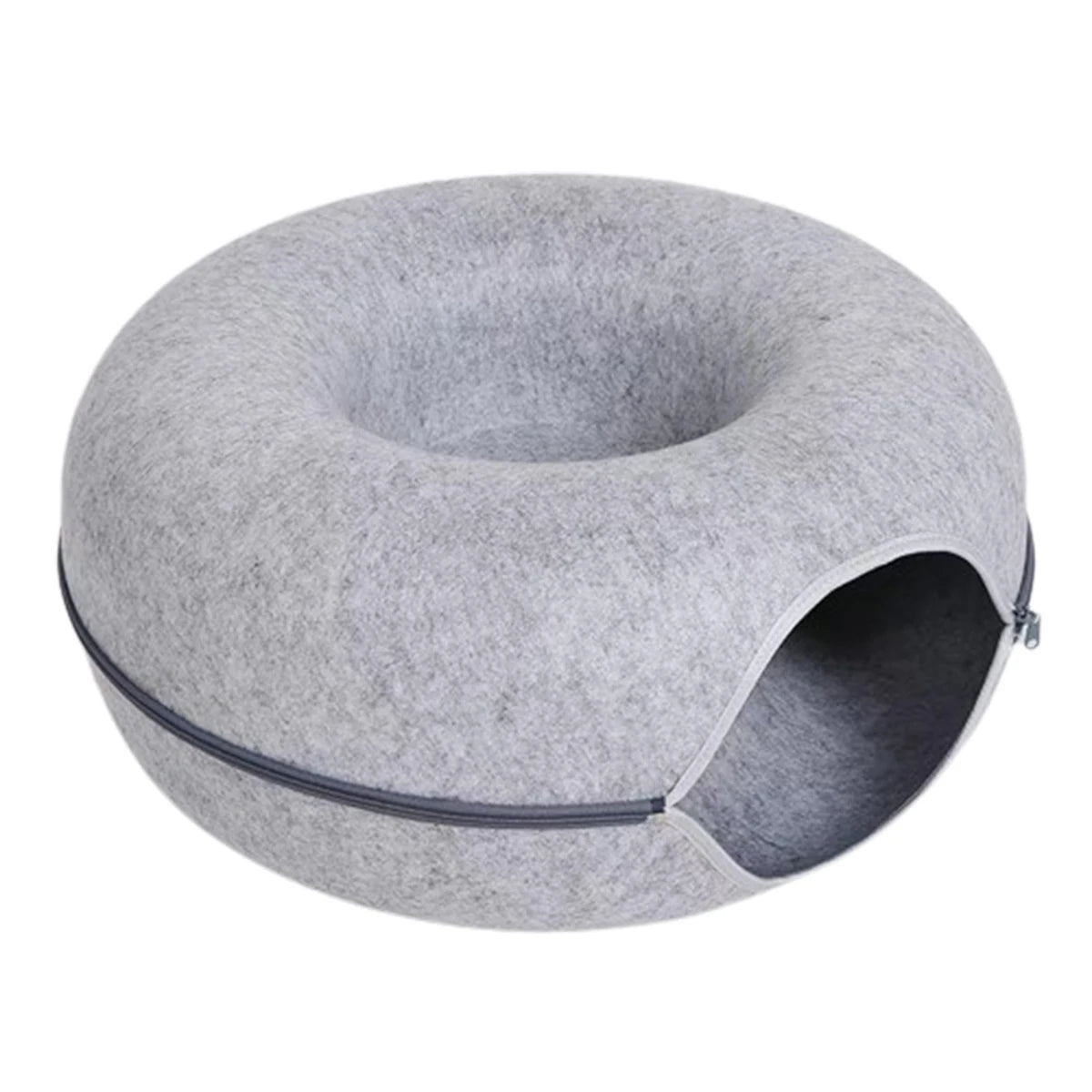 Felt Donut Cat Bed – Warm Hideaway & Interactive Tunnel for Cats