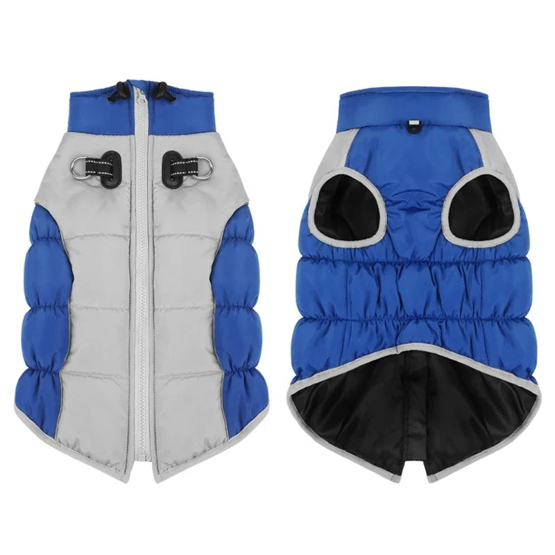 XL-6XL Zipper Dog Winter Warm Dog Coat Jacket Reflective Fleece Dog Cold Weather Vest with Leash D Rings for Medium Large Dogs