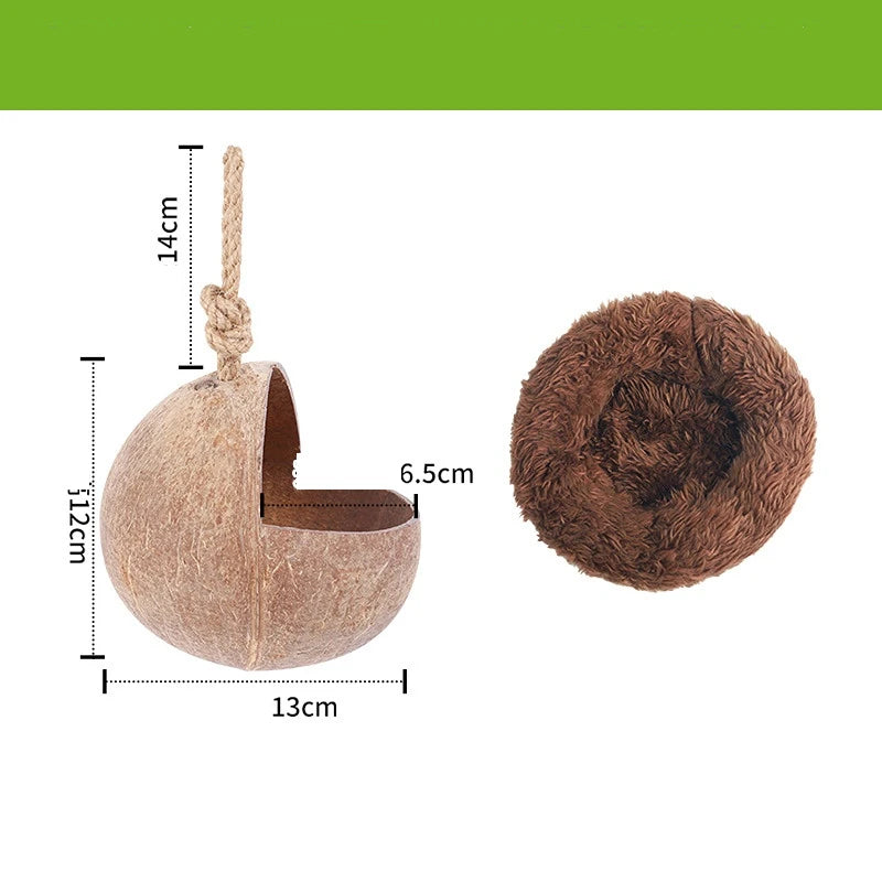 Coconut Hideaway – Natural Wooden House for Small Pets