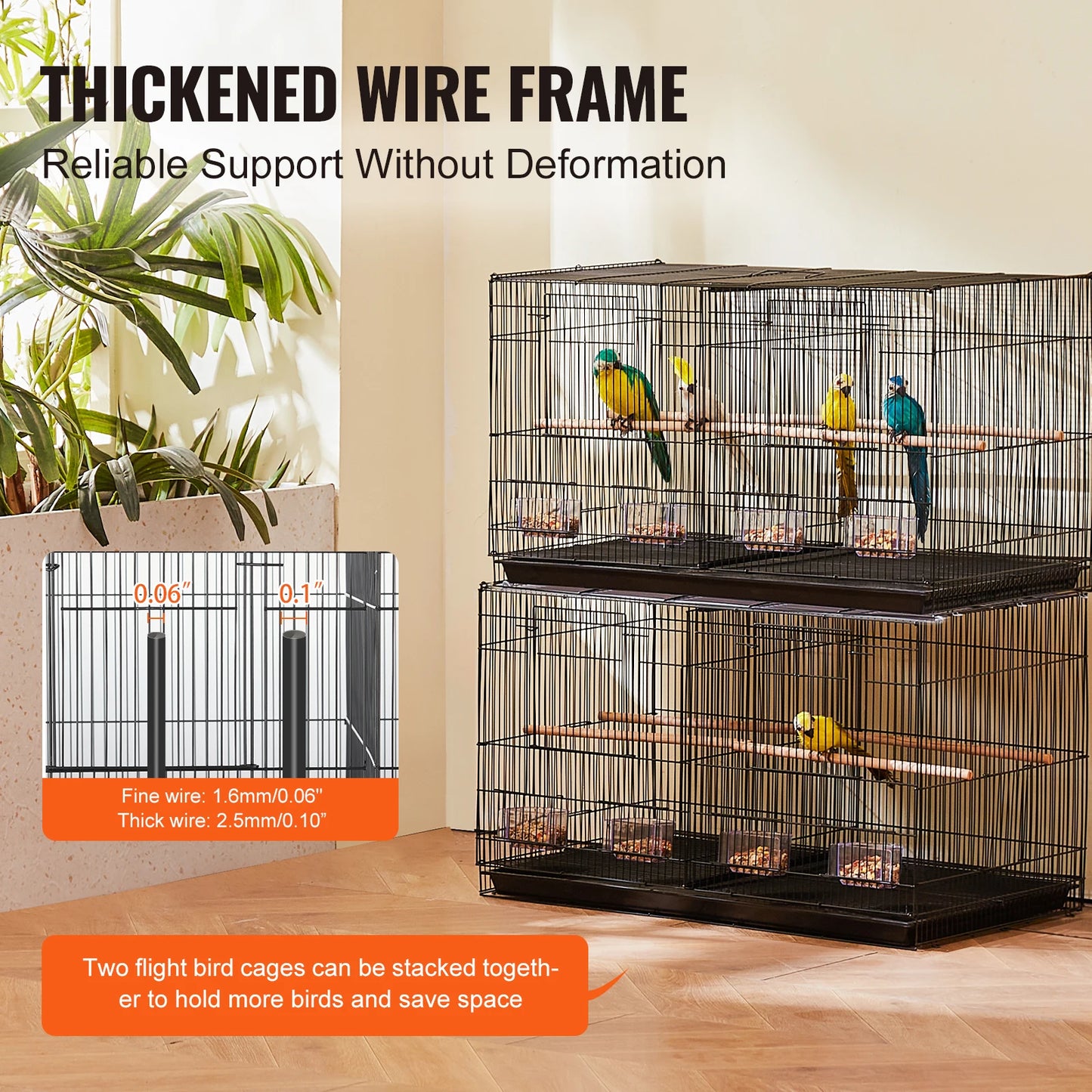 SucceBuy 30in Flight Bird Cage – Stackable & Travel-Ready