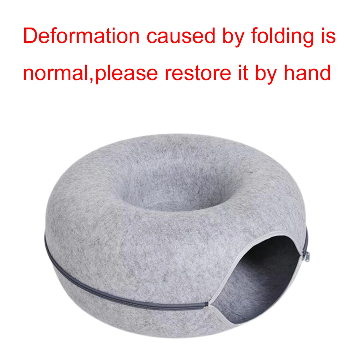 Felt Donut Cat Bed – Warm Hideaway & Interactive Tunnel for Cats