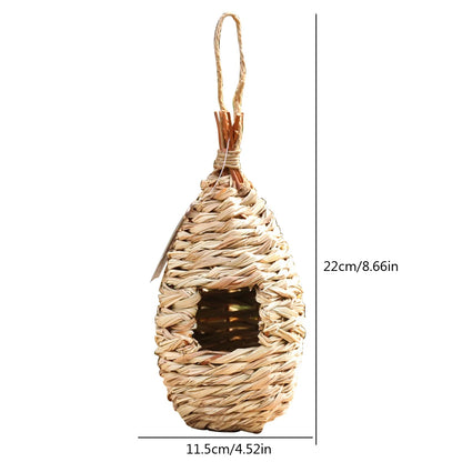 Natural Grass Bird Nest Hut – Hand-Woven Hideaway for Small Birds