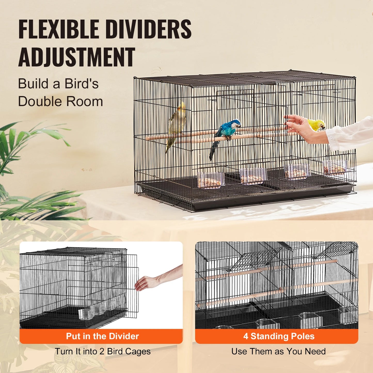 SucceBuy 30in Flight Bird Cage – Stackable & Travel-Ready
