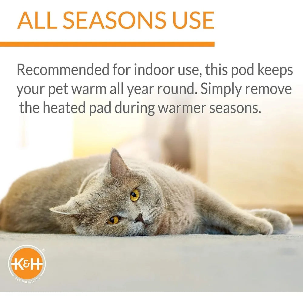K&H Thermo-Kitty Mod Dream Pod – Heated Cat Cave Bed for Large Cats