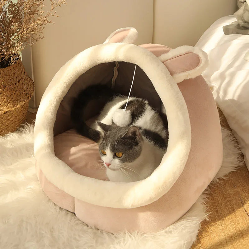 Deep Sleep Cartoon Cat Bed – Foldable, Washable & Comfortable