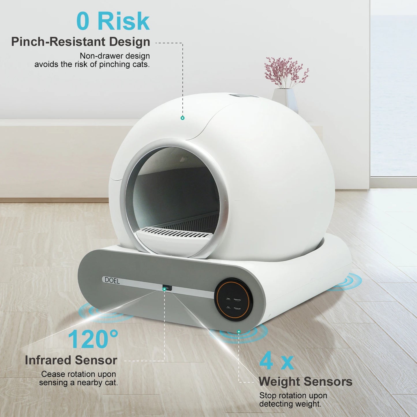 DOEL Self-Cleaning Cat Litter Box – Smart, App-Controlled Hygiene