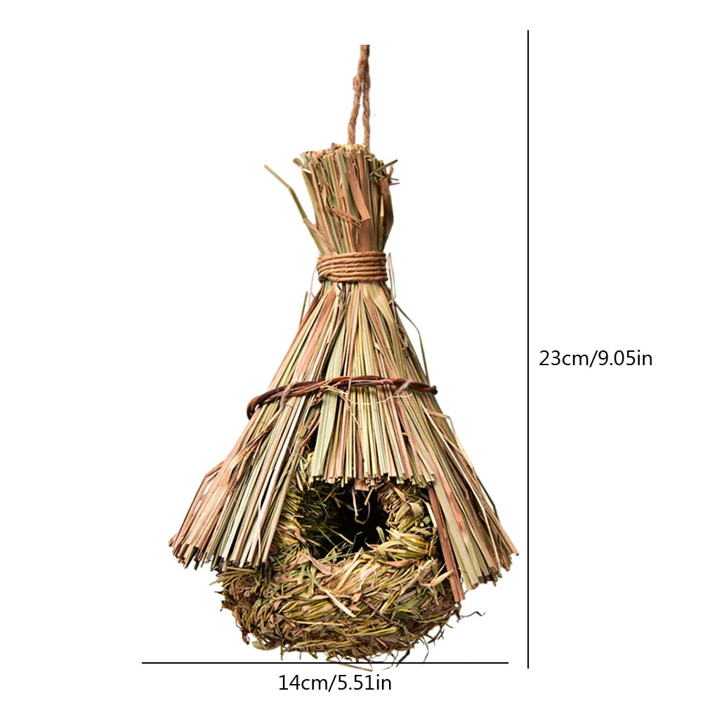 Natural Grass Bird Nest Hut – Hand-Woven Hideaway for Small Birds
