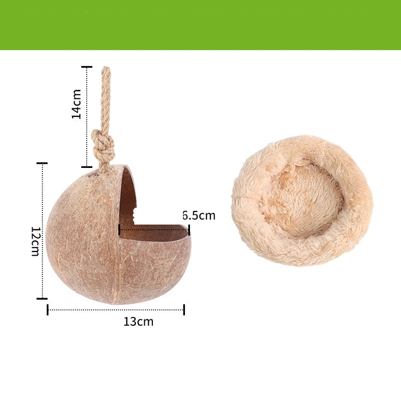 Coconut Hideaway – Natural Wooden House for Small Pets