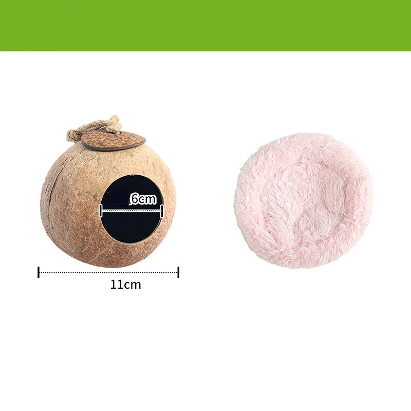Coconut Hideaway – Natural Wooden House for Small Pets