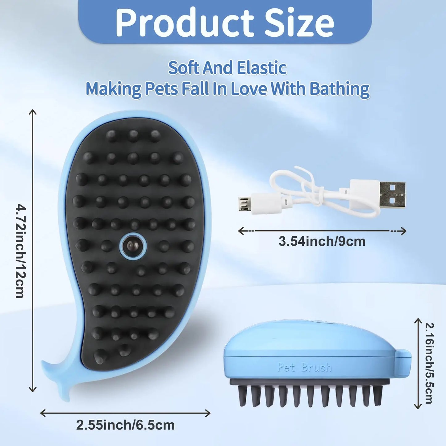 Cat & Dog Grooming Comb 3 in 1 Electric Spray Cat Hair Brushes for Massage Pet Grooming Comb Cat Steam Brush Cute Whale Shape