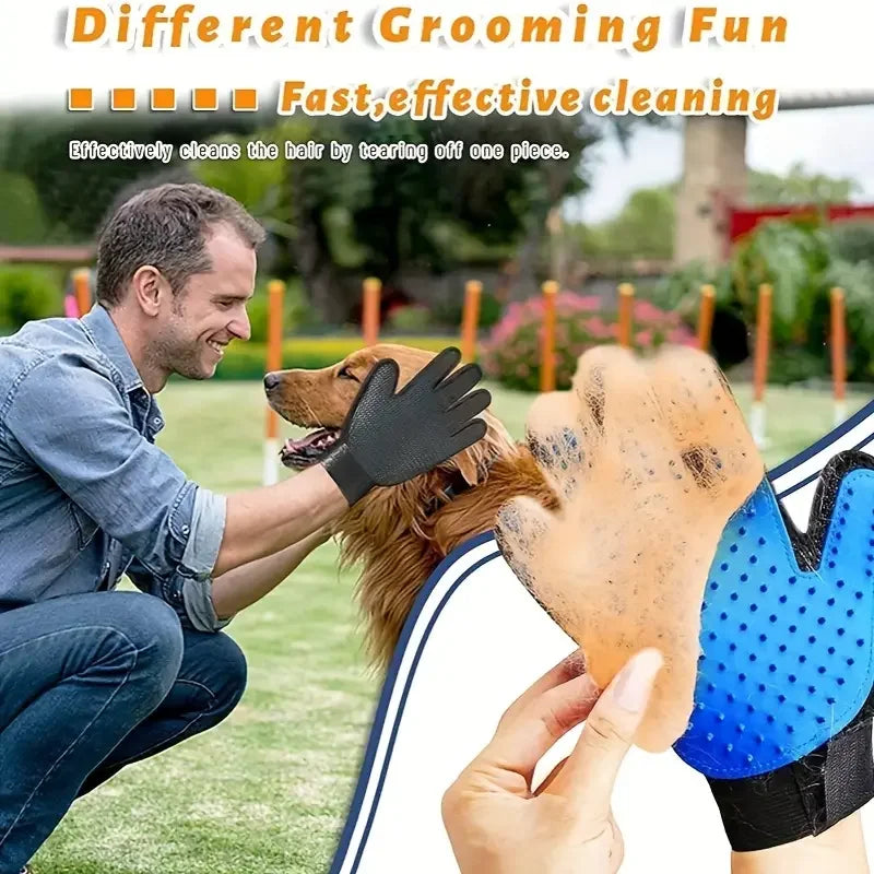 Pet Grooming Glove – Cat & Dog Hair Removal and Massage Brush