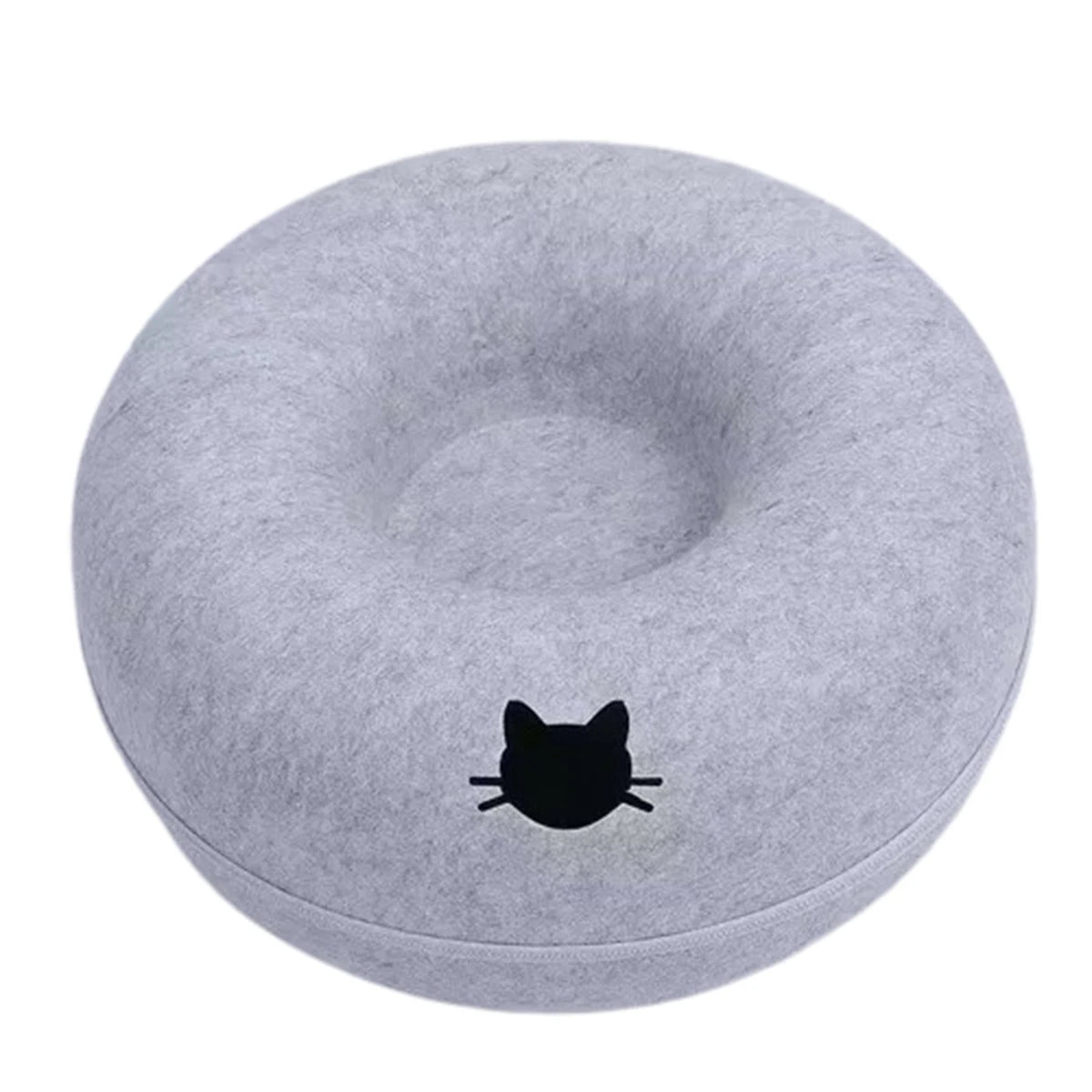 Felt Donut Cat Bed – Warm Hideaway & Interactive Tunnel for Cats