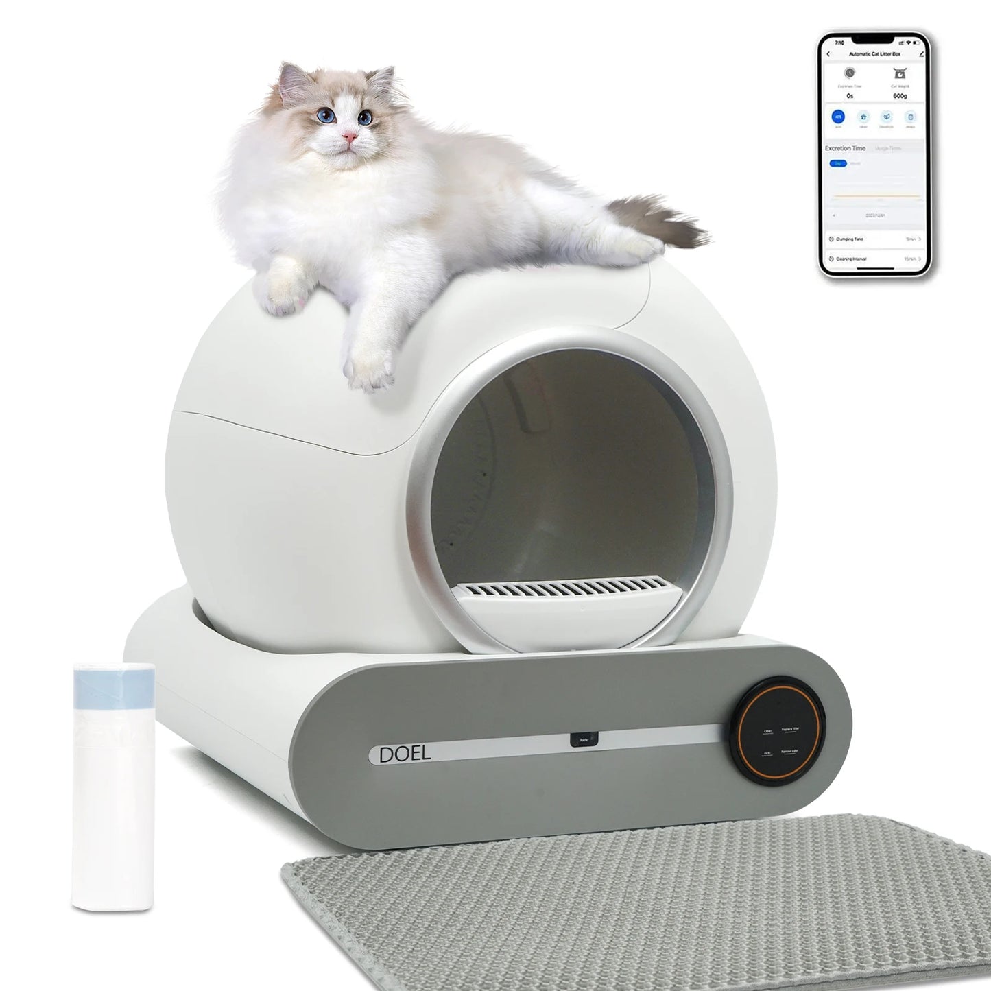 DOEL Self-Cleaning Cat Litter Box – Smart, App-Controlled Hygiene