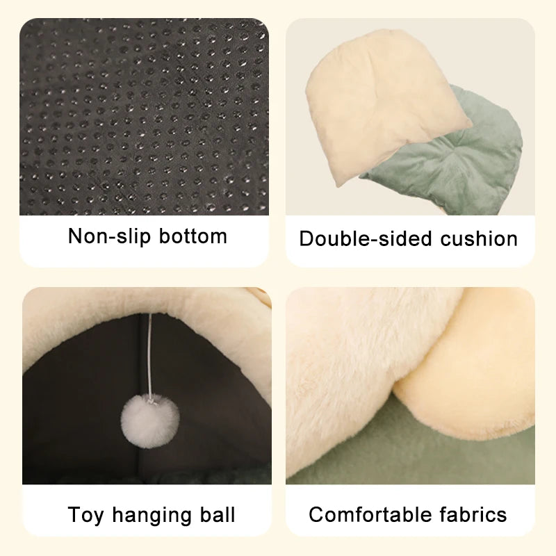 Deep Sleep Cartoon Cat Bed – Foldable, Washable & Comfortable