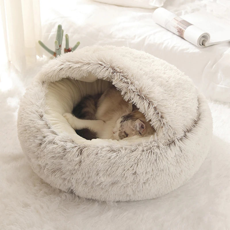 Soft Plush Pet Bed – Warm Sleeping Nest for Cats & Small Dogs