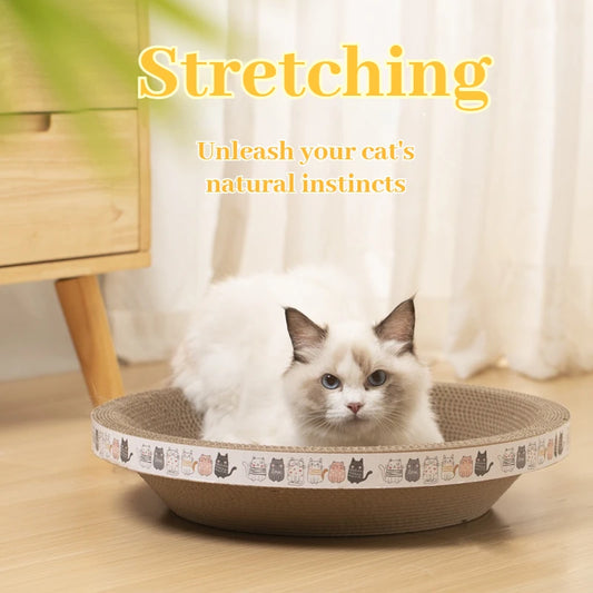 Corrugated Cat Scratching Post with Catnip – Scratch-Resistant Cat Bed & Furniture Protector