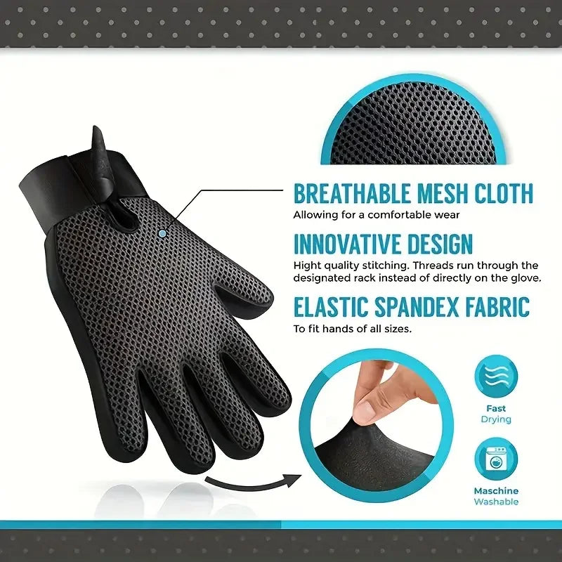 Pet Grooming Glove – Cat & Dog Hair Removal and Massage Brush