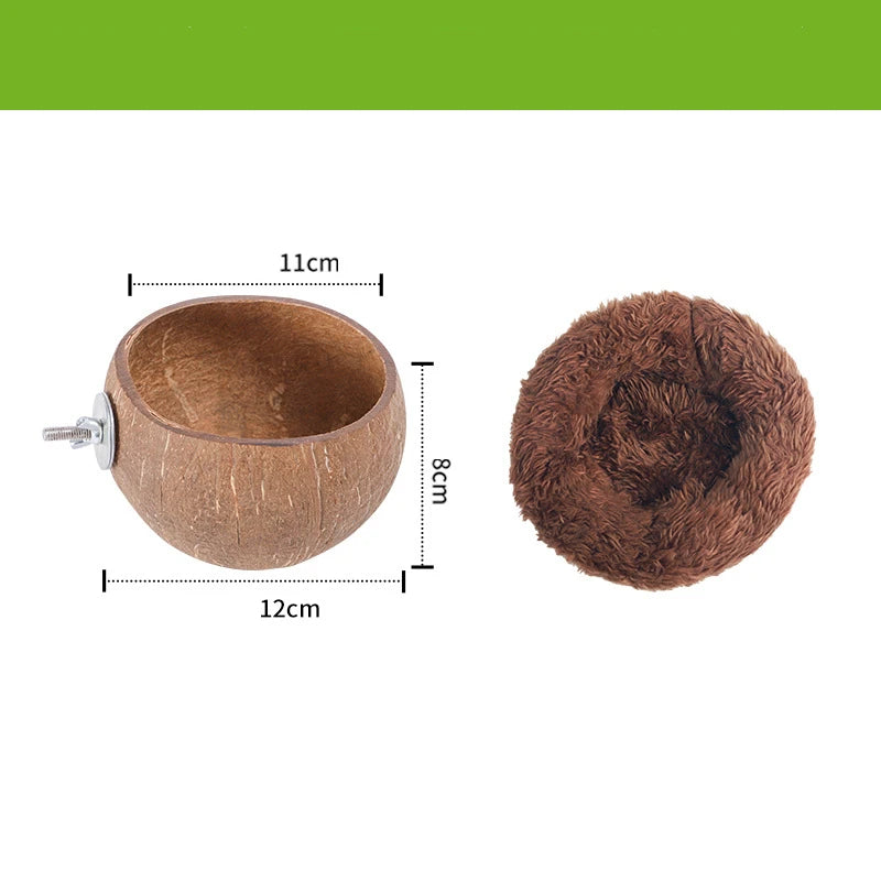 Coconut Hideaway – Natural Wooden House for Small Pets