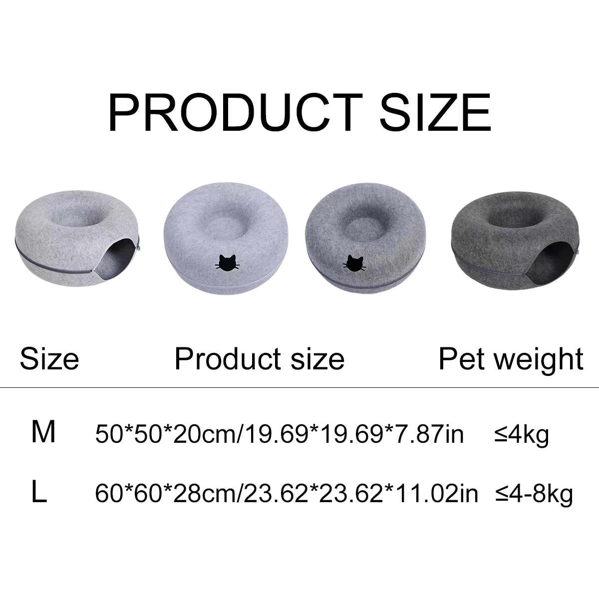 Felt Donut Cat Bed – Warm Hideaway & Interactive Tunnel for Cats