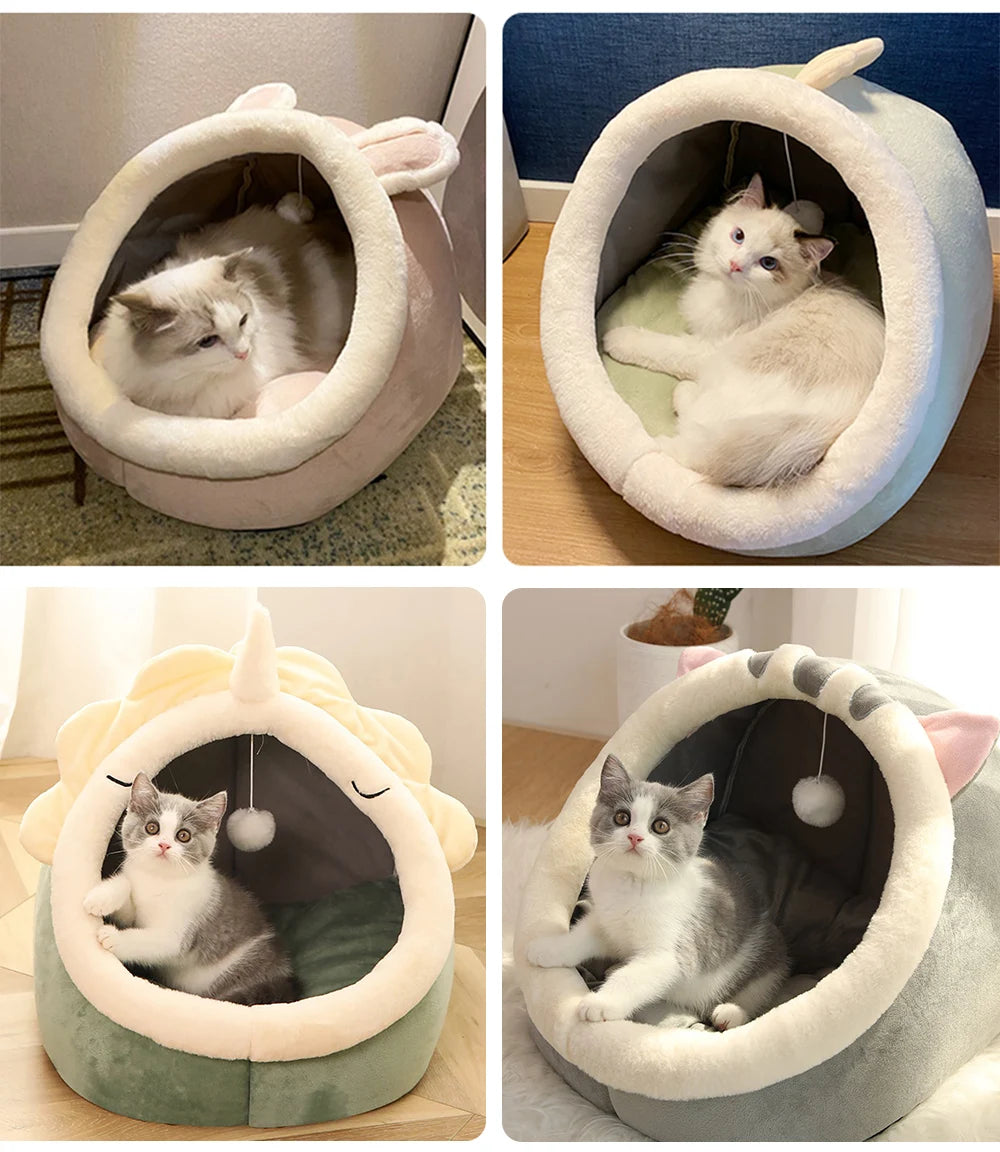 Deep Sleep Cartoon Cat Bed – Foldable, Washable & Comfortable