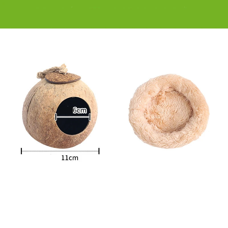 Coconut Hideaway – Natural Wooden House for Small Pets