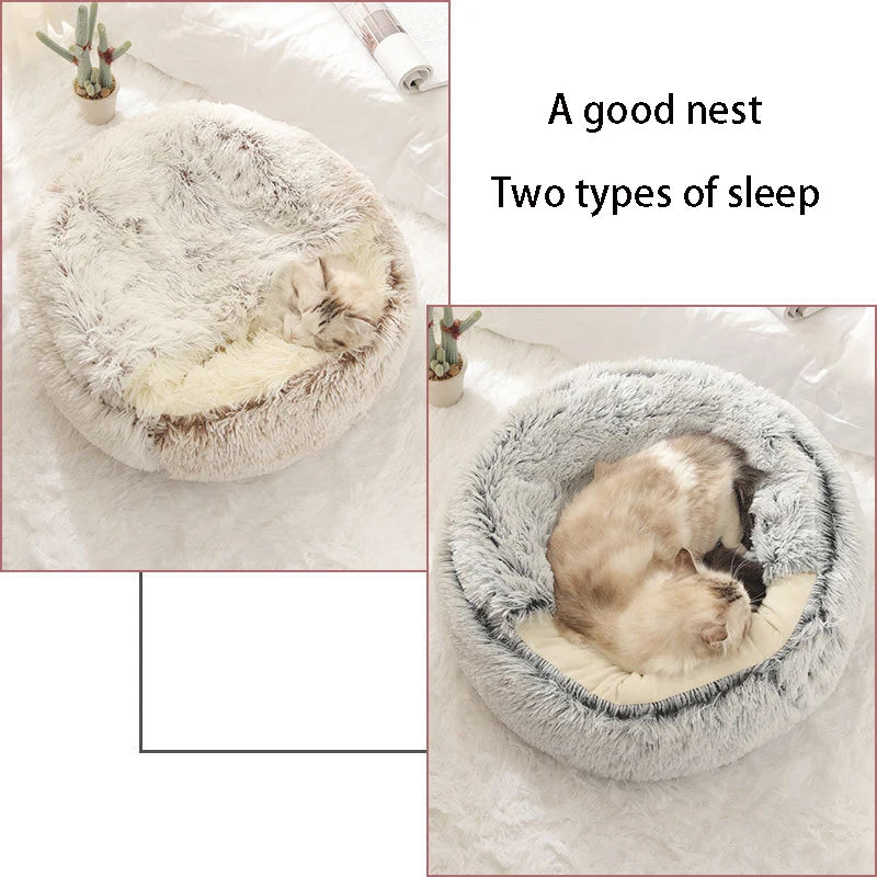 Soft Plush Pet Bed – Warm Sleeping Nest for Cats & Small Dogs