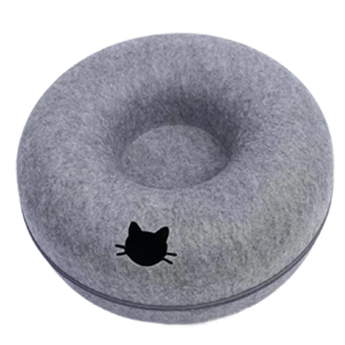 Felt Donut Cat Bed – Warm Hideaway & Interactive Tunnel for Cats