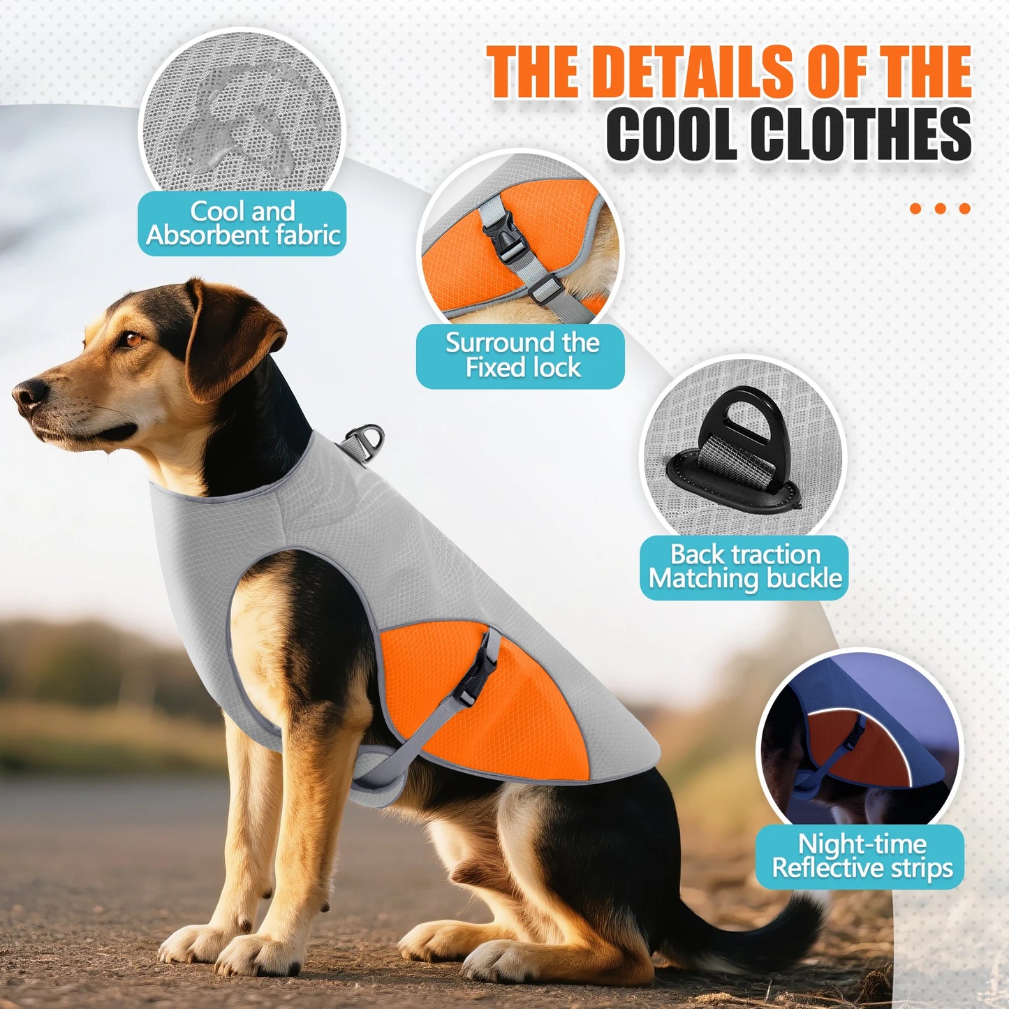 Dog Cooling Vest Dog Harness Cooler Jacket with Portable Water Bottle, for Walking Dog, Outdoor Camping and Hunting Training