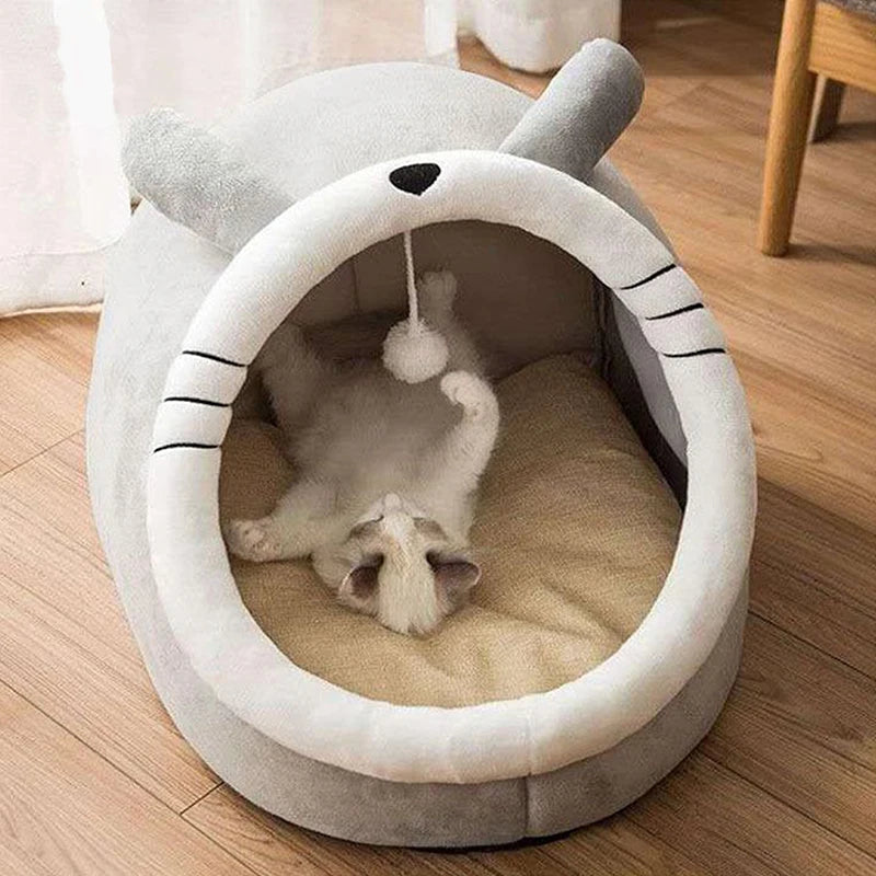 Deep Sleep Cartoon Cat Bed – Foldable, Washable & Comfortable