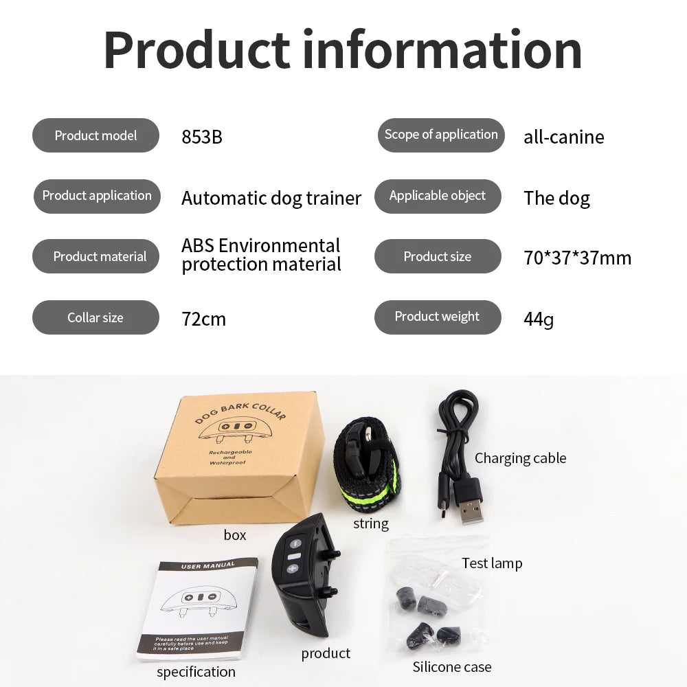 Dog Training Collar – USB Rechargeable Anti-Bark with 7 Sensitivity Levels