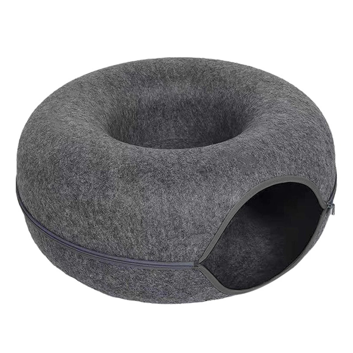 Felt Donut Cat Bed – Warm Hideaway & Interactive Tunnel for Cats
