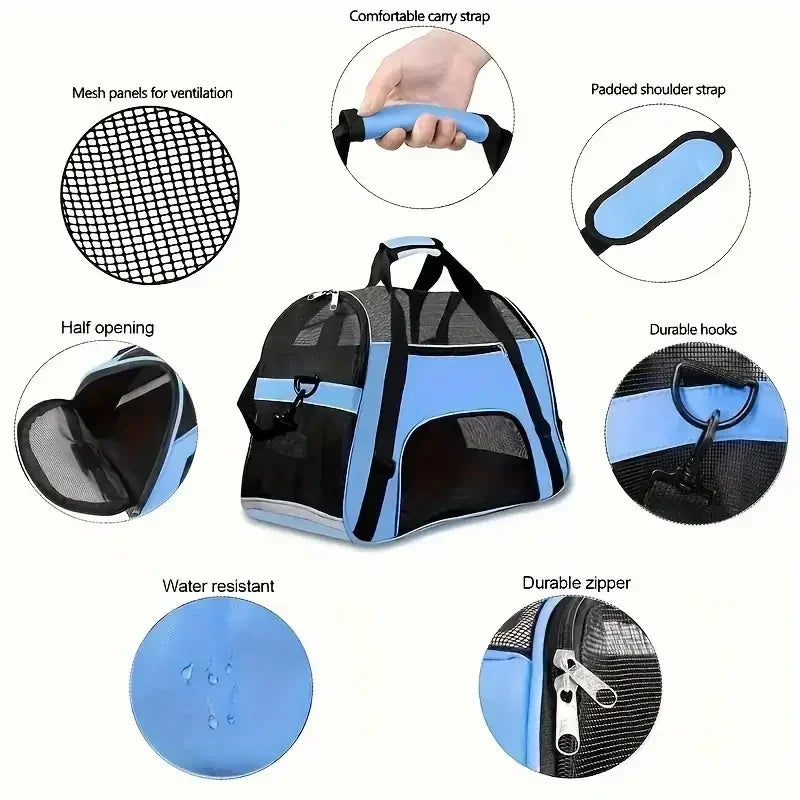 Portable Mesh Pet Carrier Bag – Comfortable Travel for Cats & Small Dogs