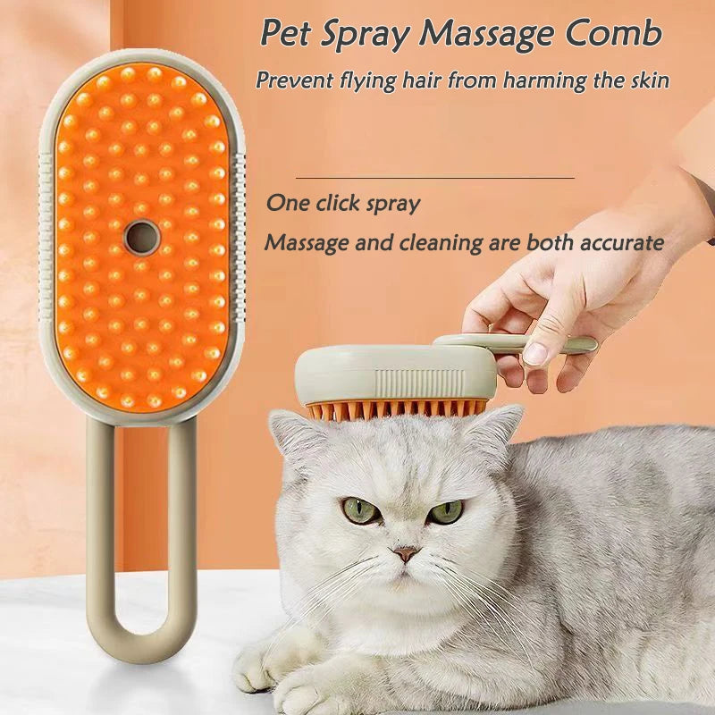 3-in-1 Pet Spray Massage Brush – Grooming Made Easy
