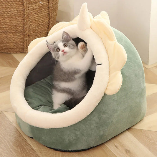 Deep Sleep Cartoon Cat Bed – Foldable, Washable & Comfortable