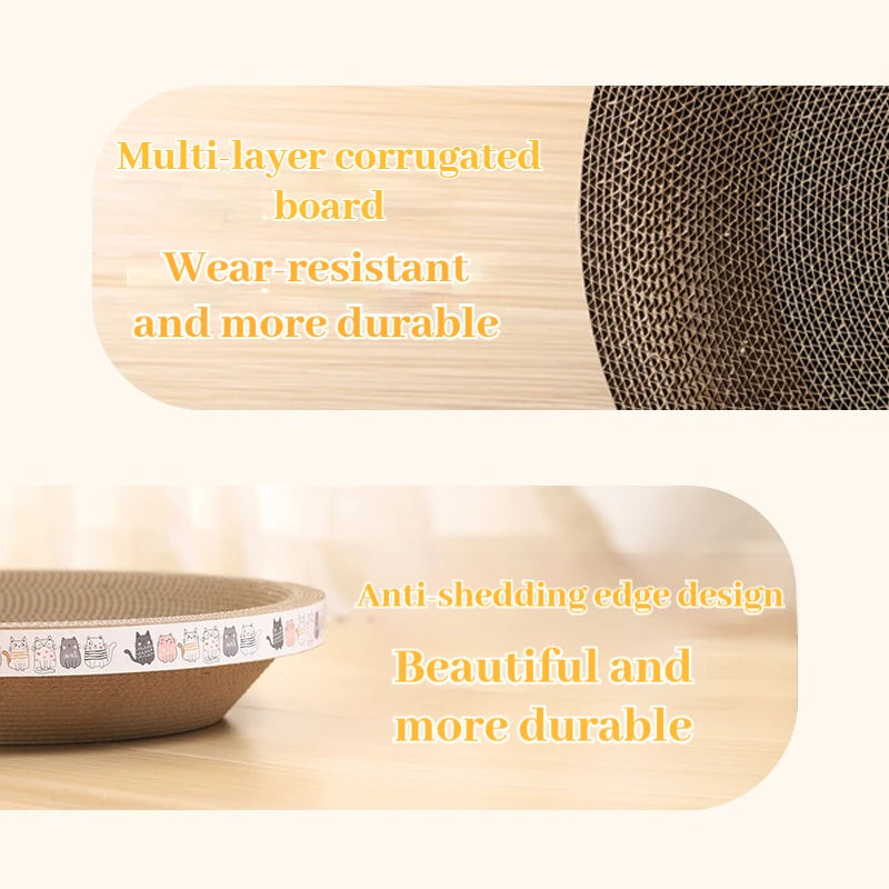 Corrugated Cat Scratching Post with Catnip – Scratch-Resistant Cat Bed & Furniture Protector