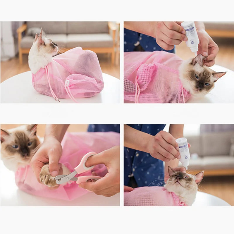 Mesh Grooming & Bath Bag – Safe, Adjustable Pet Restraint