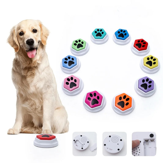 Interactive Dog Squeak Toy – Recordable Talking Buttons for Dogs