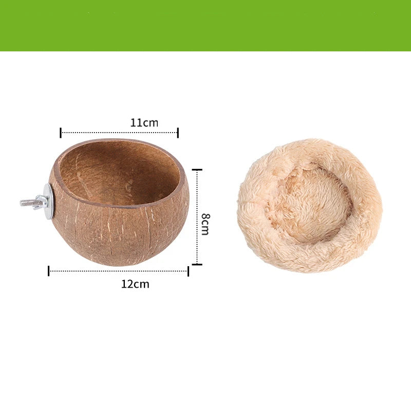 Coconut Hideaway – Natural Wooden House for Small Pets