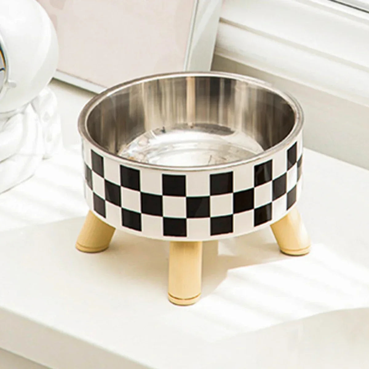 Pet Cat and Dog Bowl Polka-dot Plaid Stainless Steel Anti-slip Easy To Clean Indoor and Outdoor Pet Products Pet Supplies