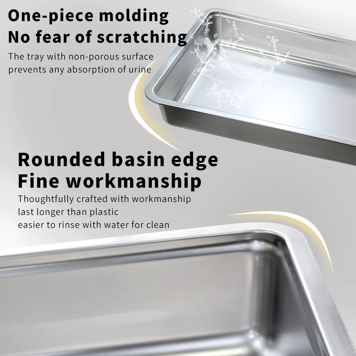 Bingopaw Stainless Steel Cat Litter Box – Front Entry & Top Exit Design