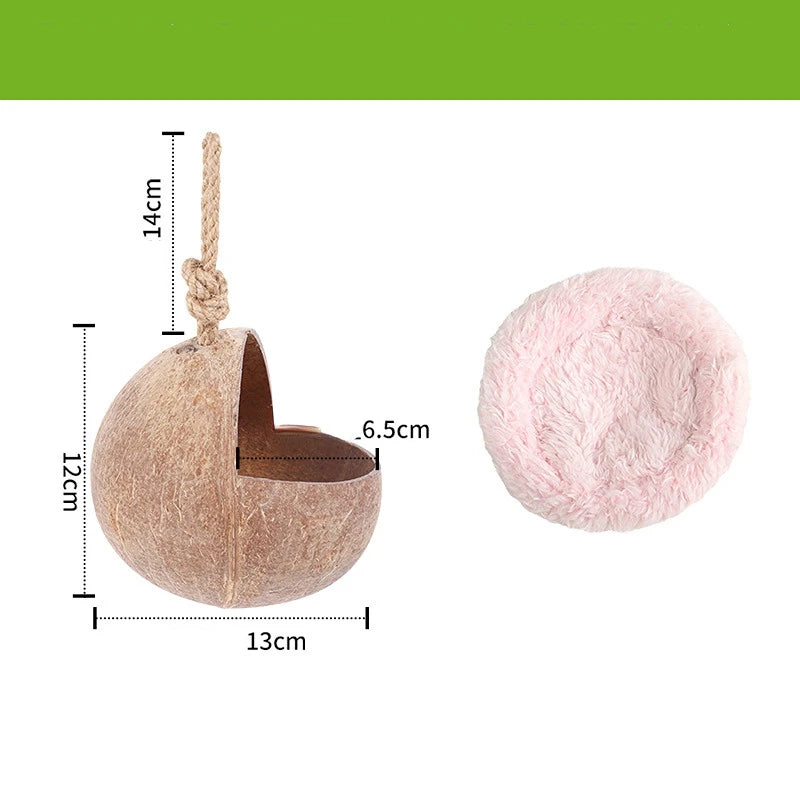 Coconut Hideaway – Natural Wooden House for Small Pets